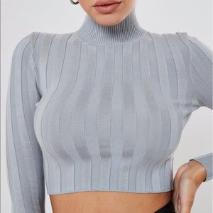 Missguided Rib High Neck Crop Sweater